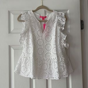 BNWT Lilly Pulitzer Jerilynn White Eyelett Top, Size 0